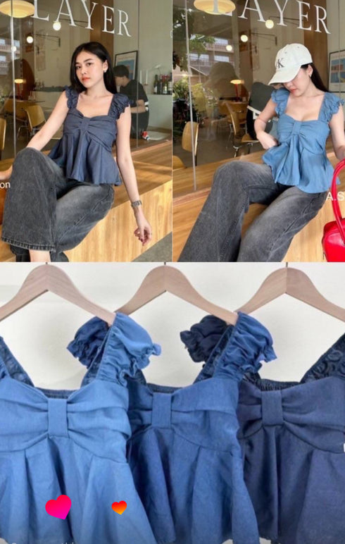 Deep Neckline Peplum Sleeveless Tops